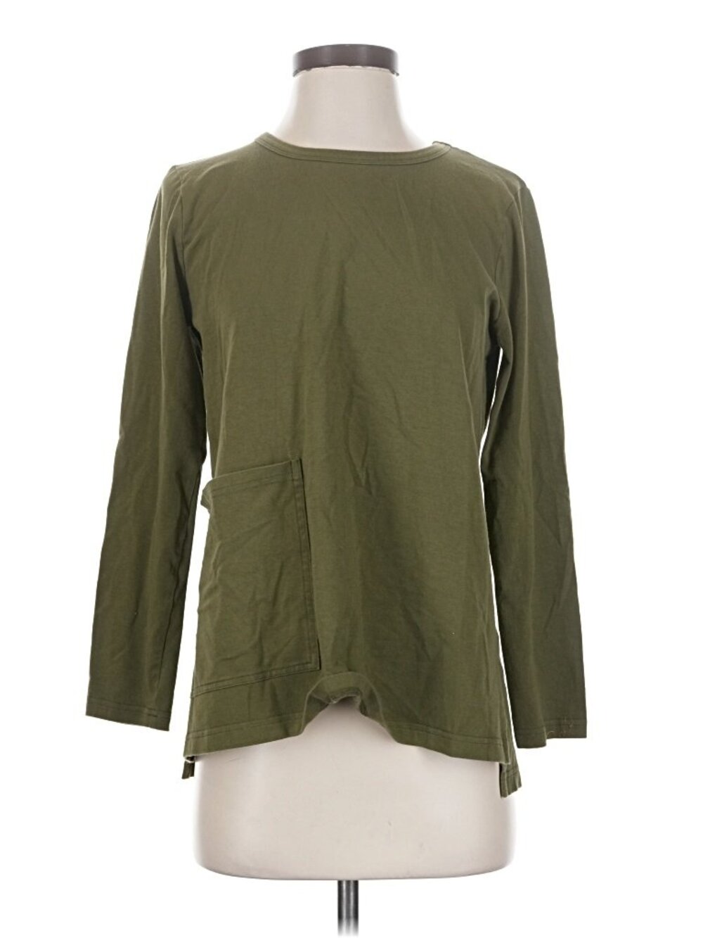 Eileen Fisher Olive Green Asymmetrical Patch Pocket Top Size S - Picture 3 of 7